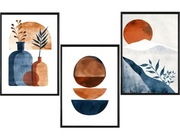 Zestaw 3 plakatów 40x50 - Minimalistyczne,NIebieskie,beże,brązy 