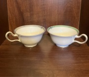 filiżanki porcelanowe WEDGWOOD dla zakochanych 2szt zieleń i srebro złoto