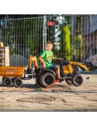 FALK Traktor Case IH Backhoe Pomarańczowy z Przyczepką Ruchoma Łyżka