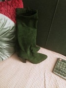 Kozaki damskie zielen zamszowe 36 wysokie