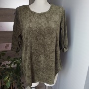 Bluzka damska welurowa Pepco, rozmiar L, khaki z motywem kwiatowym