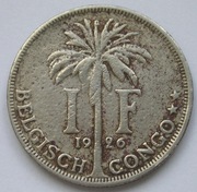 Kongo Belgijskie 1 frank 1926 - król Albert