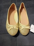 Nowe baleriny błyszczące 37 złote zgaszone