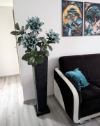 Wielkie sztuczne kwiaty zielone Kompozycja Wysoka donica Liście magnolii