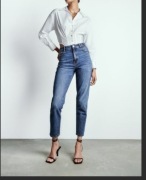 spodnie damskie jeansowe zara z1975 motyw liście r. 36