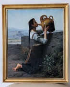 Obraz Dziewczyny przy studni w zlotej ramie 69x58