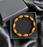 Bransoletka z drewnem i czarnego onyksu