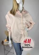 Różowa koszula w paski H&M M 38 100% bawełna casual na co dzień elegancka