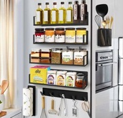 Organizer półki kuchennej na przyprawy magnetyczny 7 sztuk czarny