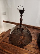 LAMPA WISZĄCA ŻYRANDOL PLAFON 3 PUNKTY SWIETLNE BRĄZOWY ZE SZKŁEM