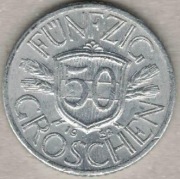 Austria 50 groschen groszy 1952 - 22 mm - nr 1