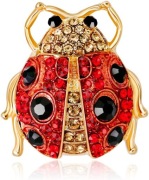 Broszka Złota 14K Biedronka Cyrkonie Przypinka Pin Kryształki Super Prezent