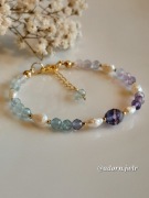 Kamienie naturalne Fluoryt Perła słodkowodna Bransoletka pozłacana 18K 