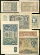 Zestaw banknotów Generalnej Guberni. 1, 2, 5, 20, 50, 100 zł z '40 i 41'r.
