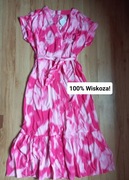 Sukienka letnia wiskozowa różowa falbany/suknia zwiewna lato