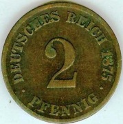 2 PFENNIG 1875 C - piękny stan !!!