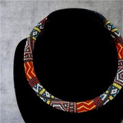 Ręcznie robiony naszyjnik z wzorem Patchwork, 38cm, unikalny prezent