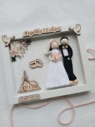 Pamiątka ślubna ramka na ślub upominek makrama para młoda