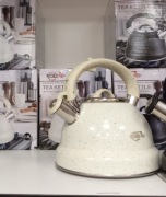 Czajnik 2.5L z gwizdkiem | marmurkowy kremowy | indukcja | nowy”