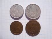 Polska 1986 zestaw 50 gr - 5 zł = 4 szt stan