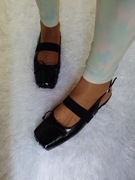 (39) Czarne czółenka wieczorowe z odkrytą piętą na szeroką stopę, NOWE 