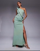 ASOS DESIGN – Szałwiowa sukienka maxi premium z podkreśloną linią dekoltu 