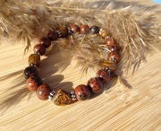 Bransoletka Obsydian mahoniowy Jaspis dębowy Rękodzieło kamienie naturalne