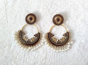 Duże kolczyki koła orient boho kolor brązowy złoty koraliki etno paw ptaki