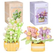 2 zestawy klocków konstrukcyjnych kwiaty doniczkowe 