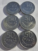Polska PRL 50 groszy 1982 - 1987 (6 monet) ŁADNE
