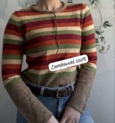 Sweter wełniany 100% lambswool xs s paski