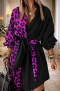 Aurivella Noir Fuchsia sukienka koszulowa panterka EU 40/42