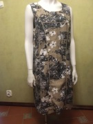 Brązowa czarna sukienka len wiskoza nadruk w kwiaty L’evolution 44