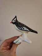 Figurka porcelana ptak czubatka vintage
