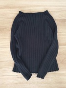 czarny dopasowany prążkowany sweter * 36 S