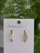 Kolczyki wkręty sztyft labradoryt księżyc słońce srebro 