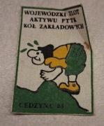 Naszywka PRL Wojewódzki Zlot Aktywu PTTK Kół Zakładowych Cedzyna 1983r.