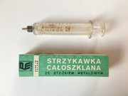 Strzykawka szklana Record z szklanym tłokiem 10cm³ z czasów PRL