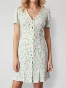 Biała dopasowana sukienka w kwiaty na guziki krótki rękaw Mango S/36