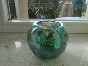 WAZONIK, WAZON, ŚWIECZNIK KOLOROWY SZKLANY PIĘKNY