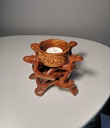 Stary swiecznik stojak Tunezja z drewna egzotycznego Palisander