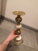 Swiecznik lichtarz kandelabr mosiezny marmur