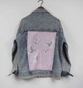 kurtka jeansowa print ptaki Limited Edition oversize Boohoo r 36 S