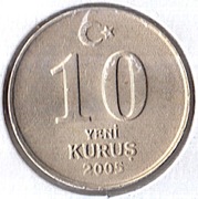TURCJA 10 kurus 2005, KM# 1166, XF