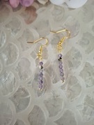 Kolczyki handmade srebro pozłacane z naturalnych kamieni ametyst jaspis dal