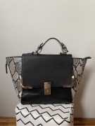 Elegancka torebka DUNE czarna, wąż jak NOWA