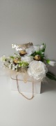 Flowerbox w torebce z pralinkami Ferrero , komunia ślub, chrzciny