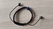 Czarna bransoletka regulowana, niebieski kryształek nowa