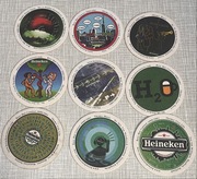 Zestaw 9 unikalnych podkładek Heineken – Beer Mat Contest 2000/2001