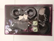 Zestaw imprezowy czarny – kajdanki, opaska na oczy, kostki 